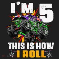 5th Birthday Monster Truck Rule JAM Five Years Hat thumb 2