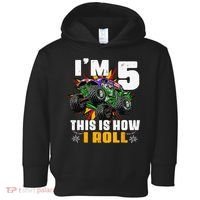 5th Birthday Monster Truck Rule JAM Five Years Toddler Hoodie thumb 0