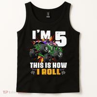 5th Birthday Monster Truck Rule JAM Five Years Tank Top thumb 2