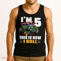 5th Birthday Monster Truck Rule JAM Five Years Tank Top thumb 3