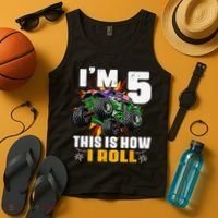 5th Birthday Monster Truck Rule JAM Five Years Tank Top thumb 4