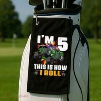 5th Birthday Monster Truck Rule JAM Five Years Golf Towel thumb 2