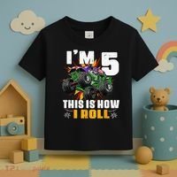 5th Birthday Monster Truck Rule JAM Five Years Toddler T-Shirt thumb 3