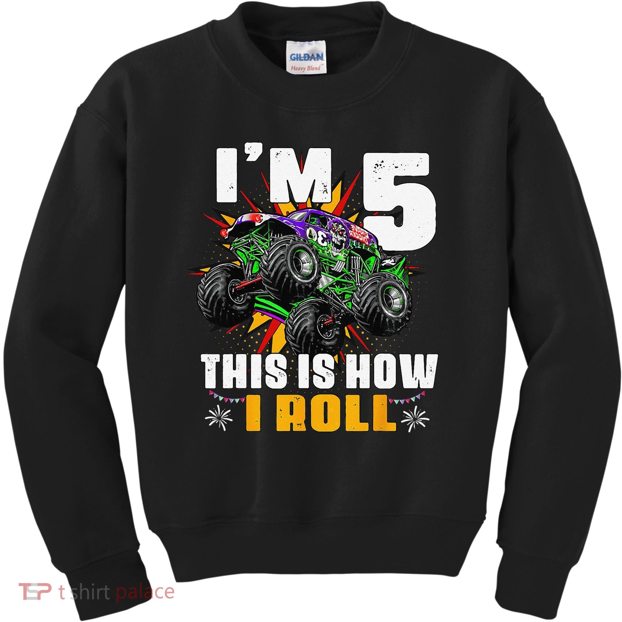 5th Birthday Monster Truck Rule JAM Five Years Kids Sweatshirt