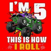 5th Birthday Monster Truck Rule JAM Five Years Santa Hat thumb 1
