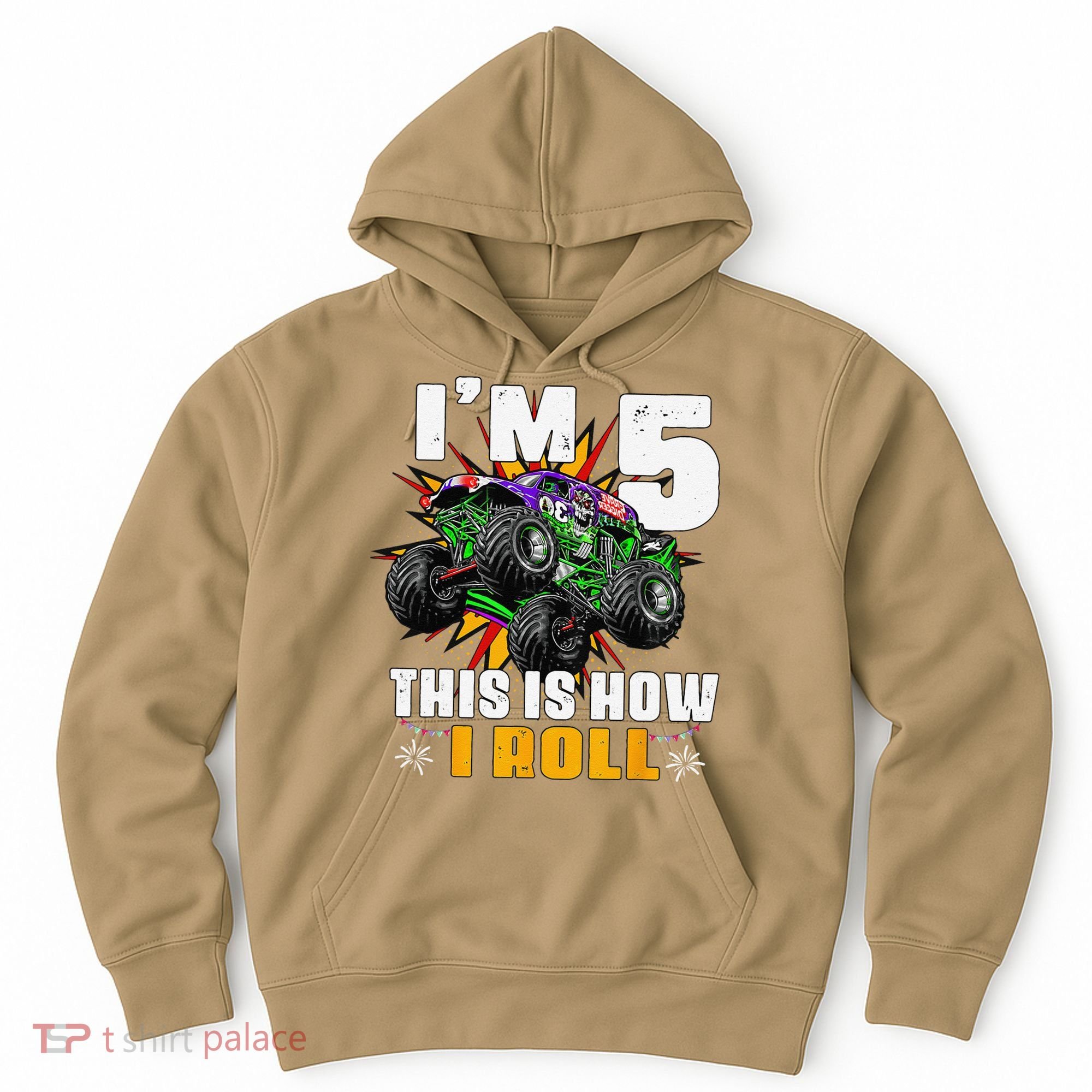 5th Birthday Monster Truck Rule JAM Five Years Hoodie