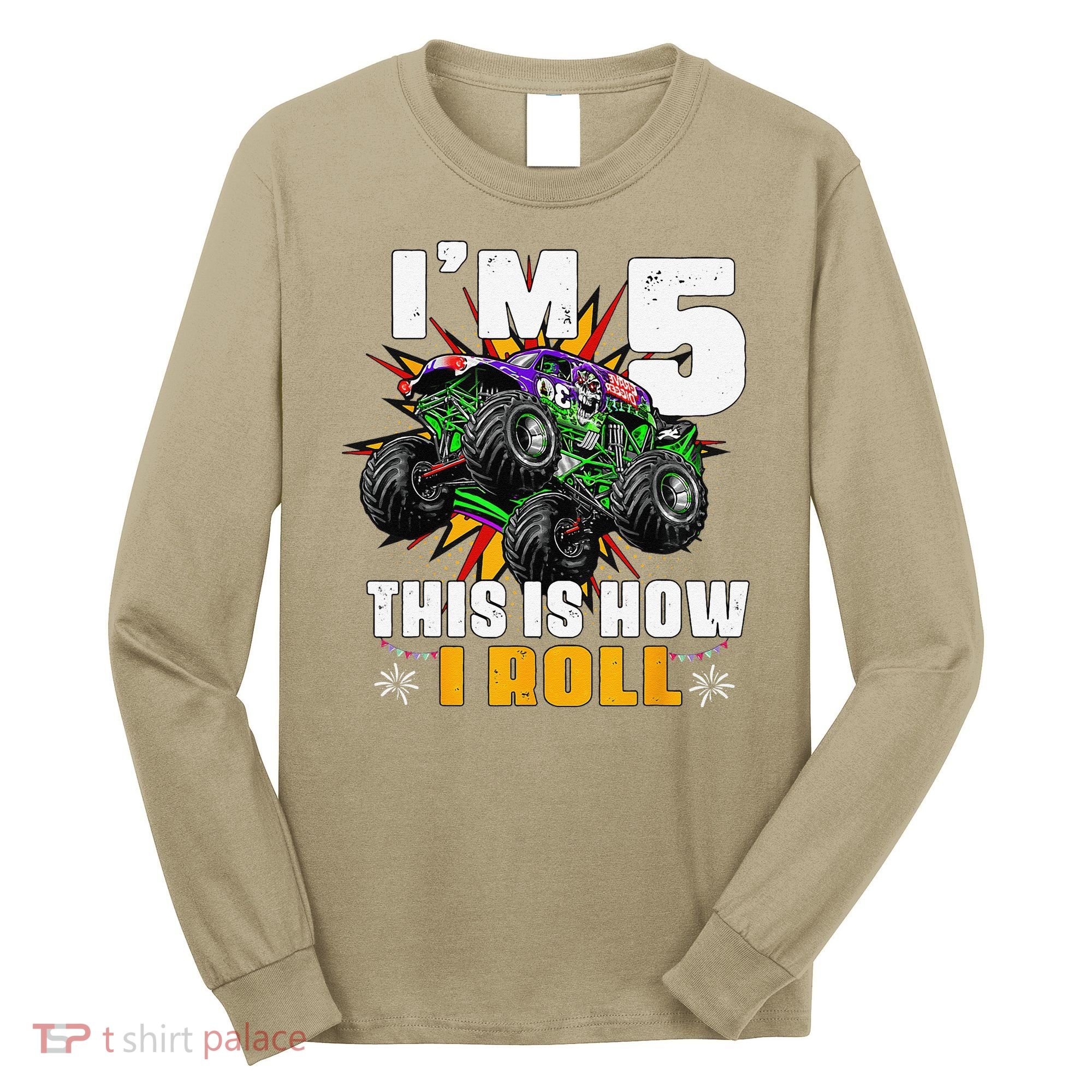 5th Birthday Monster Truck Rule JAM Five Years Long Sleeve Shirt