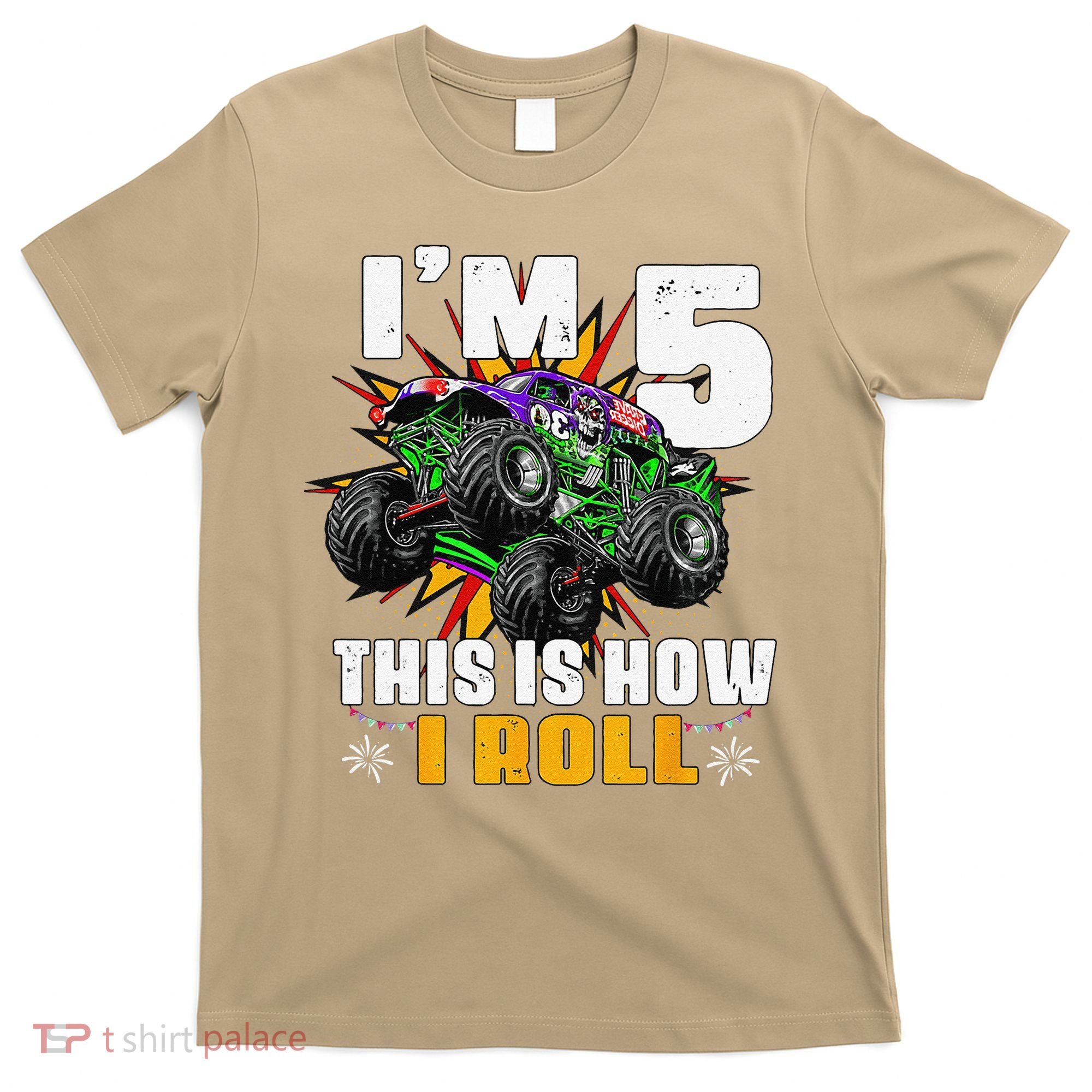 5th Birthday Monster Truck Rule JAM Five Years T-Shirt