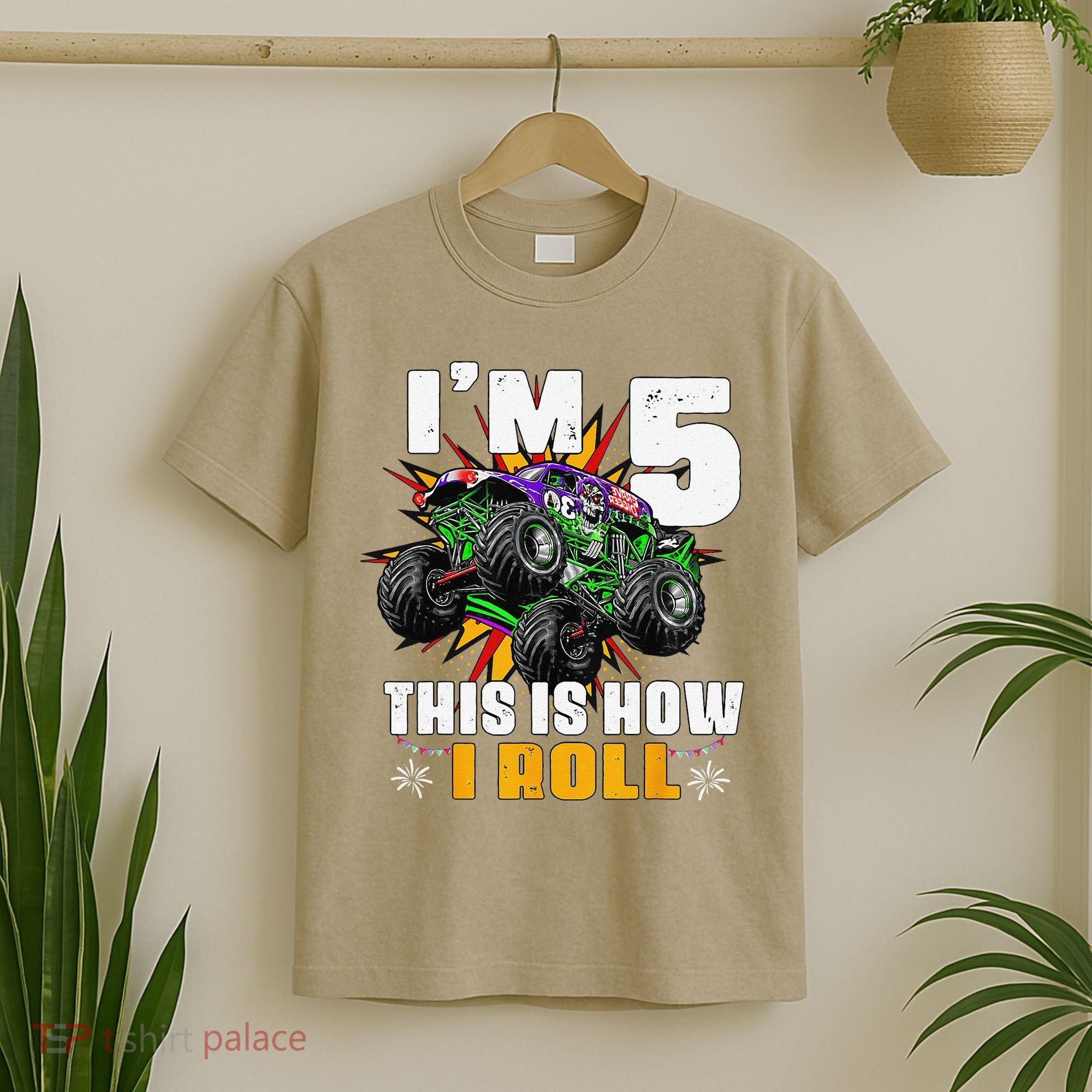 5th Birthday Monster Truck Rule JAM Five Years T-Shirt