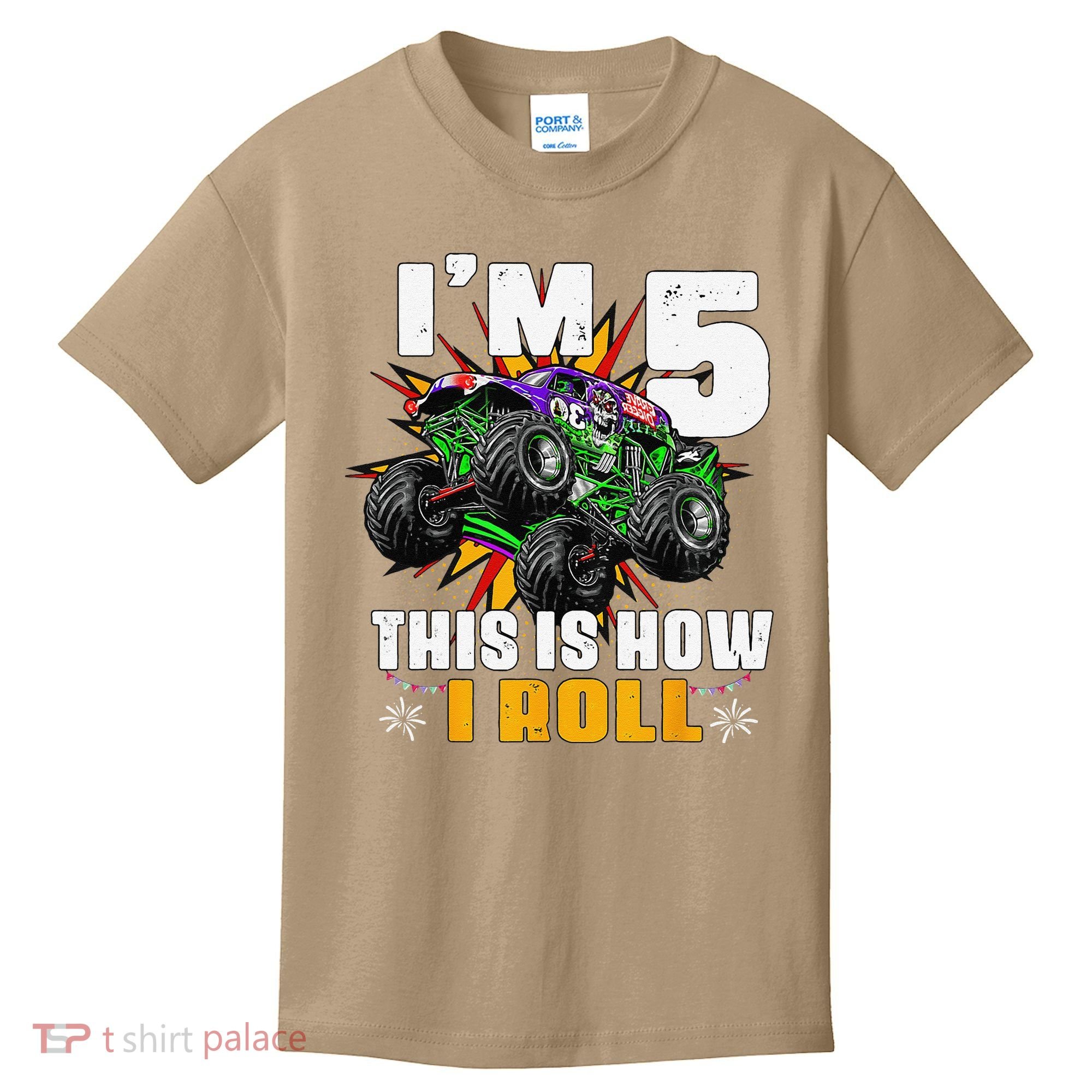 5th Birthday Monster Truck Rule JAM Five Years Kids T-Shirt