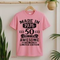 50th Birthday Made In 1976 50 Years Of Being Awesome Limited Edition T-Shirt thumb 2