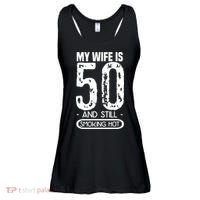 50th Birthday My Wife Is 50 Ladies Essential Flowy Tank thumb 0
