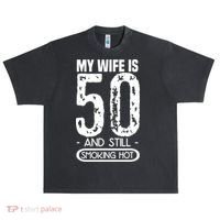 50th Birthday My Wife Is 50 Urban Oversized Heavyweight T-Shirt thumb 0