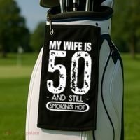 50th Birthday My Wife Is 50 Golf Towel thumb 2