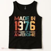 50th Birthday Made In 1976 50 Years Of Being Awesome Tank Top thumb 2