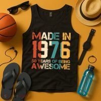 50th Birthday Made In 1976 50 Years Of Being Awesome Tank Top thumb 4