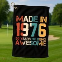 50th Birthday Made In 1976 50 Years Of Being Awesome Golf Towel thumb 1