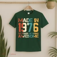 50th Birthday Made In 1976 50 Years Of Being Awesome T-Shirt thumb 2