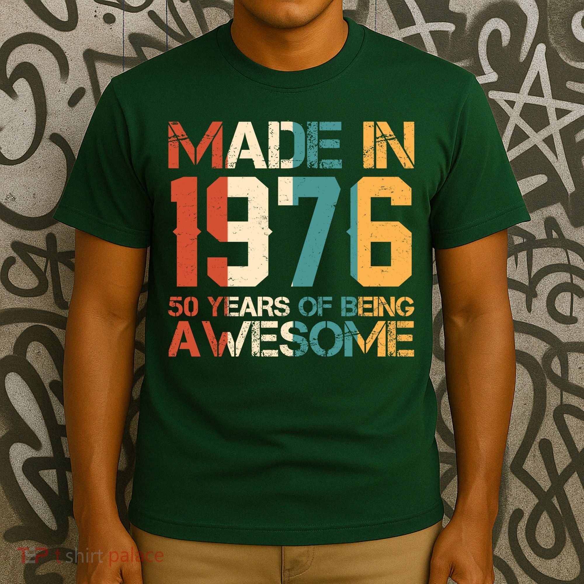 50th Birthday Made In 1976 50 Years Of Being Awesome T-Shirt