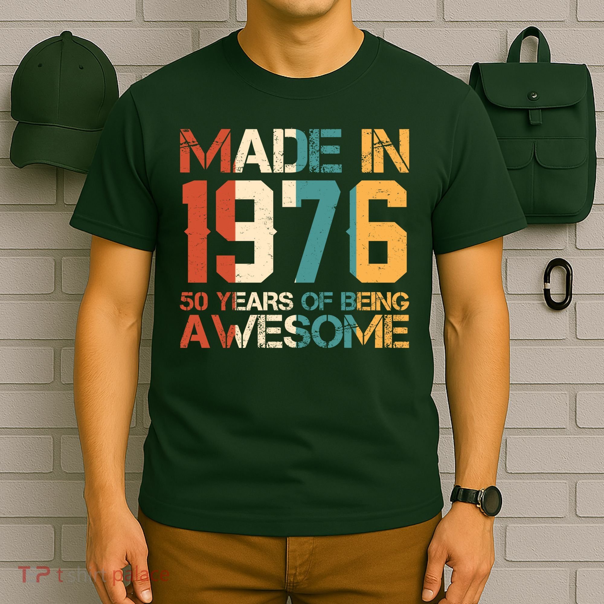 50th Birthday Made In 1976 50 Years Of Being Awesome T-Shirt