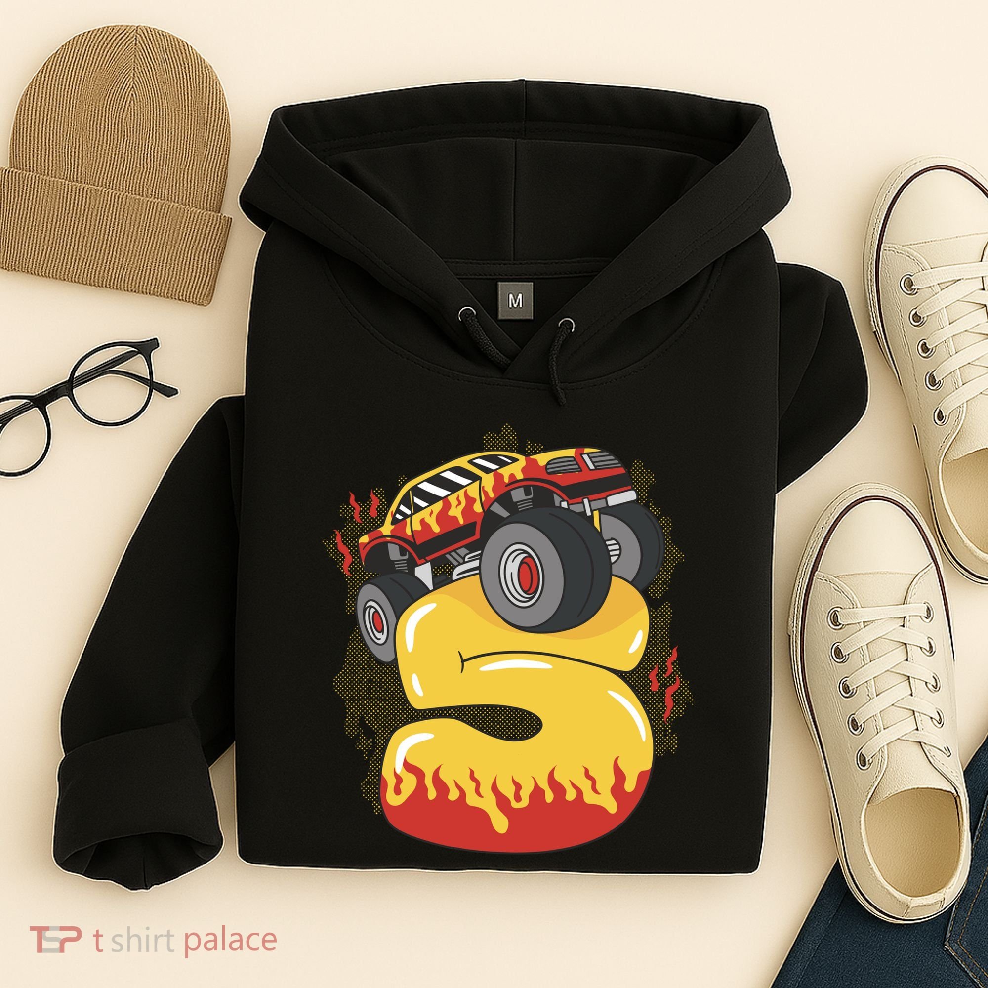 5th Birthday Monster Truck Hoodie