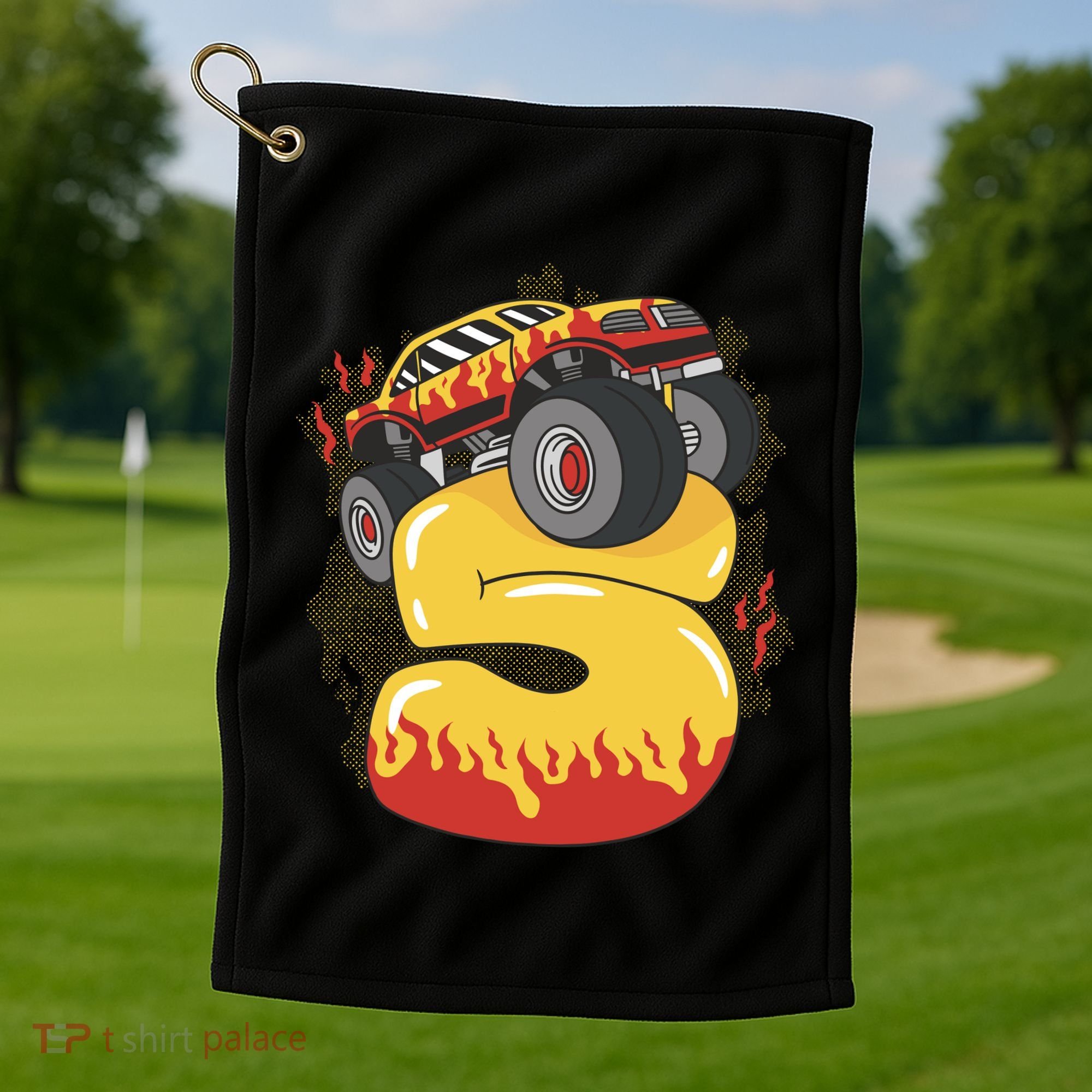 5th Birthday Monster Truck Golf Towel