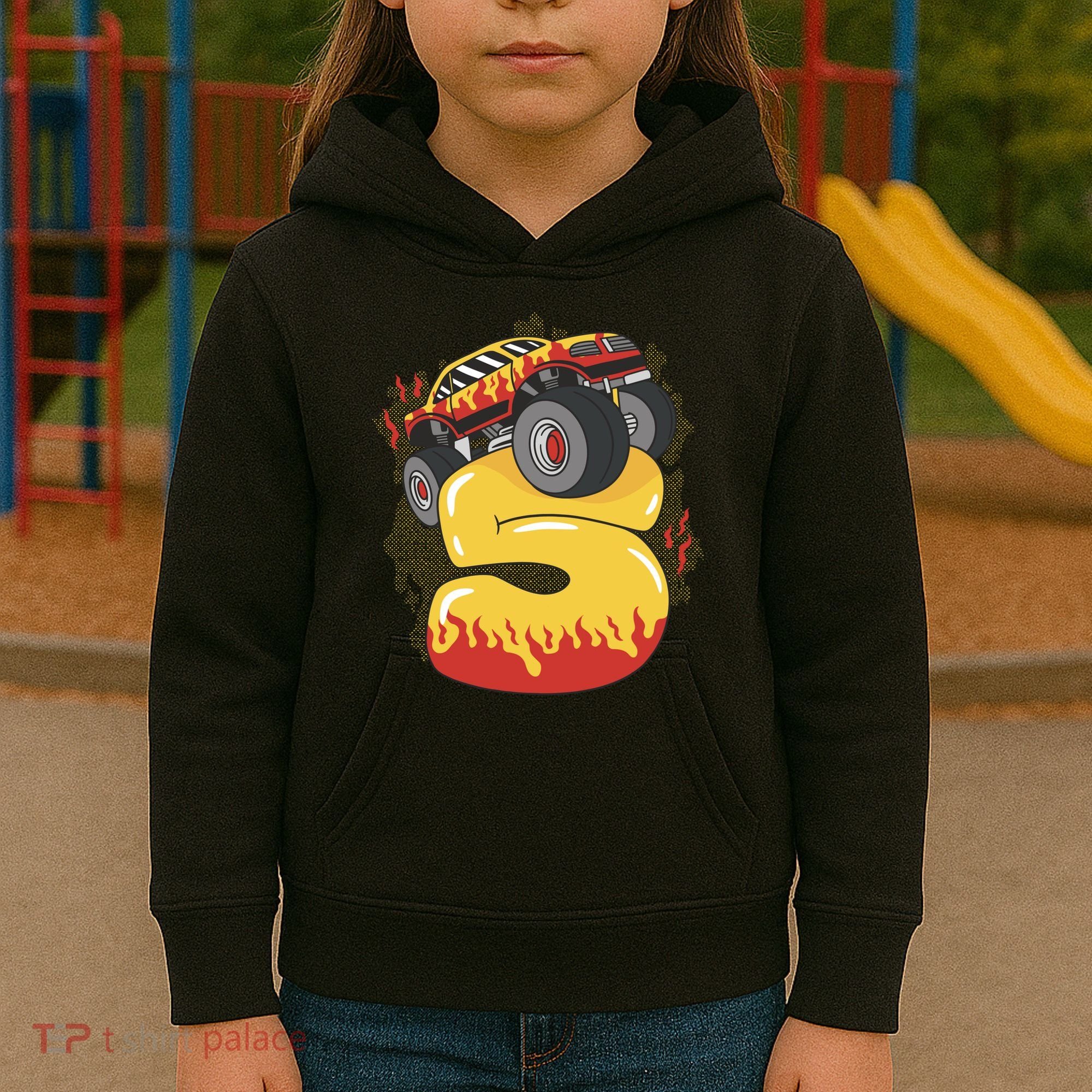 5th Birthday Monster Truck Kids Hoodie