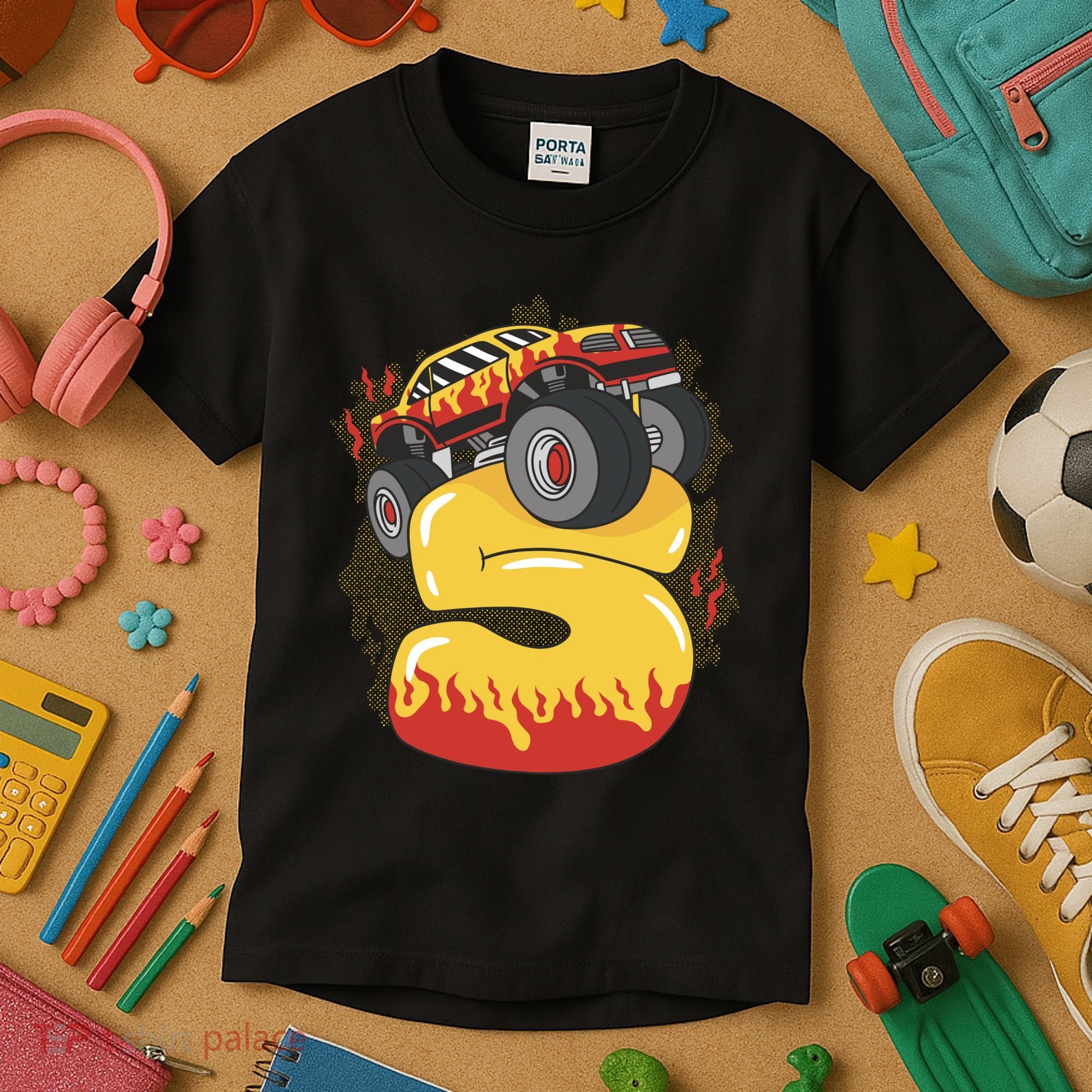 5th Birthday Monster Truck Kids T-Shirt