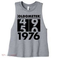 50th Birthday Oldometer 1976 Women's Racerback Cropped Tank thumb 0
