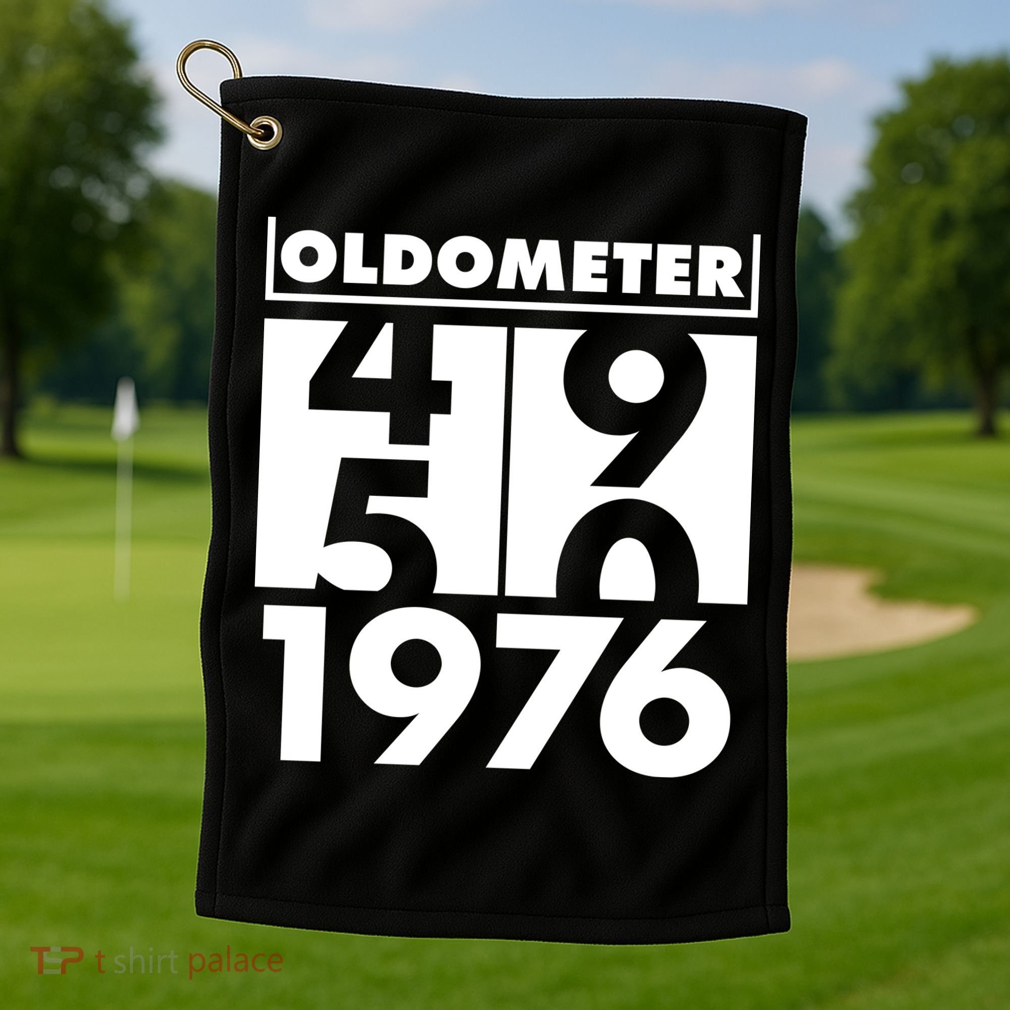 50th Birthday Oldometer 1976 Golf Towel