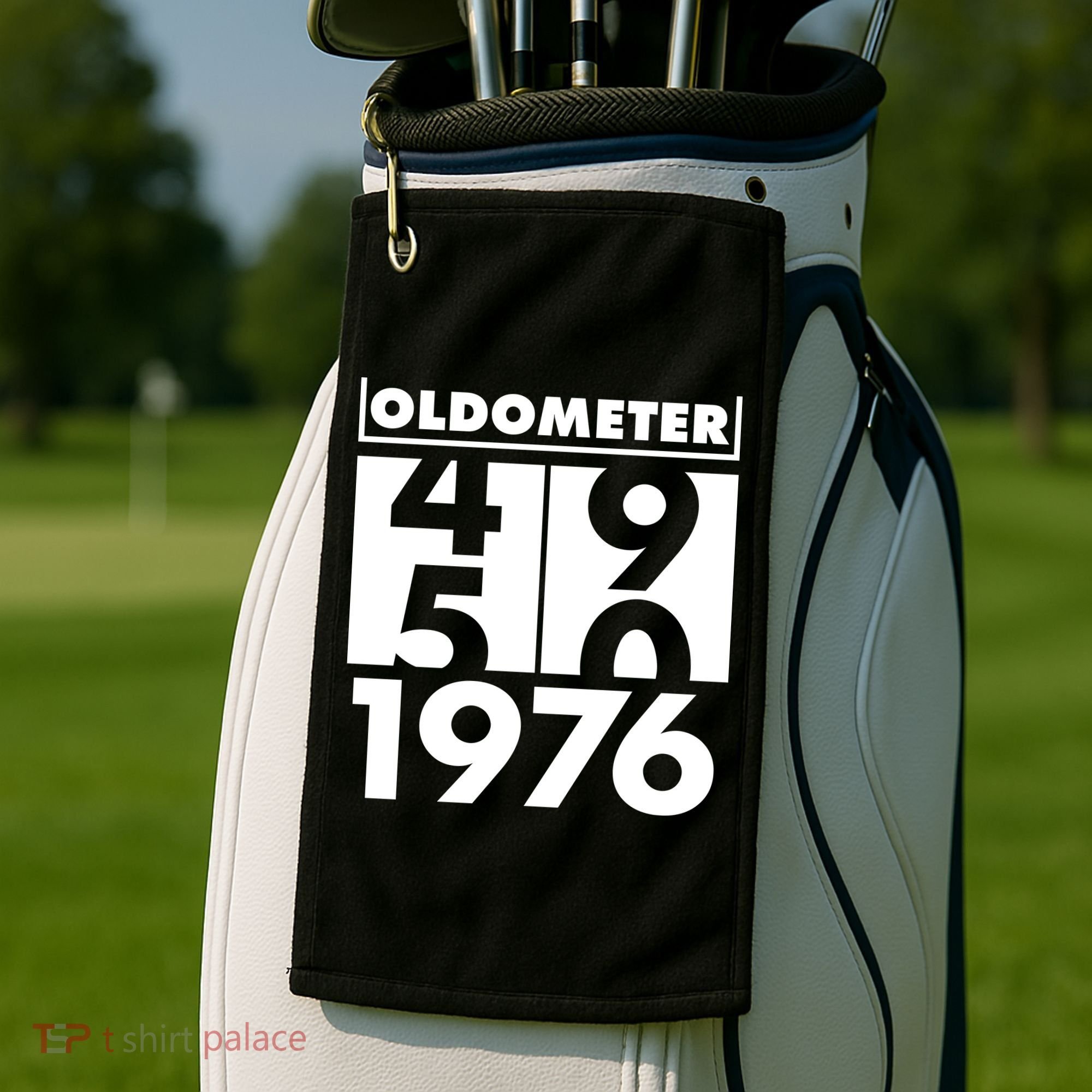 50th Birthday Oldometer 1976 Golf Towel