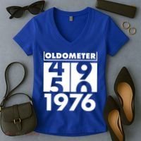50th Birthday Oldometer 1976 Women's V-Neck T-Shirt thumb 2