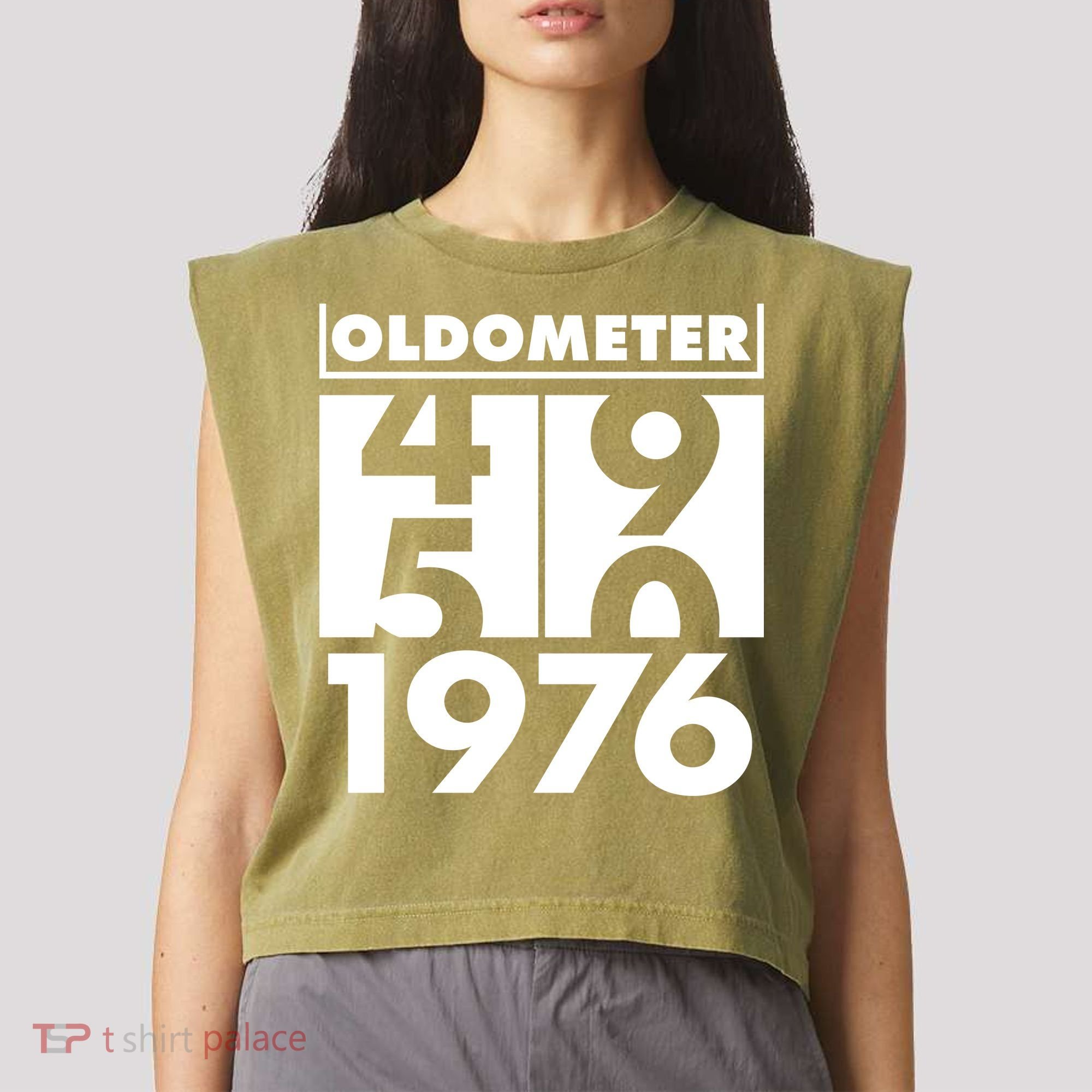 50th Birthday Oldometer 1976 Garment-Dyed Women's Muscle Tee