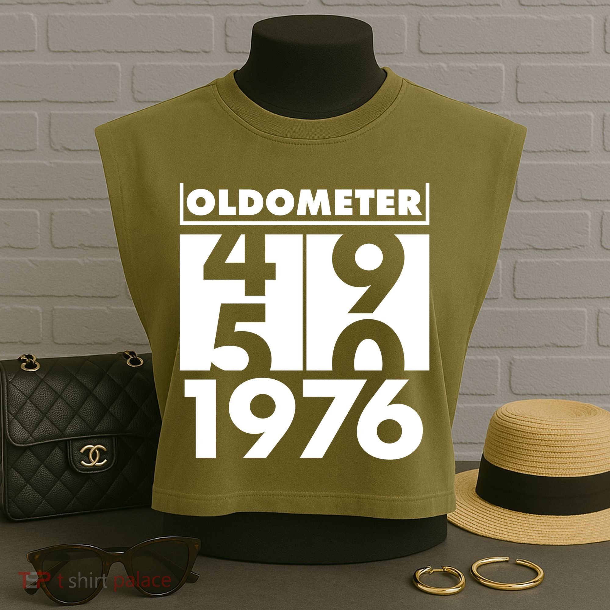 50th Birthday Oldometer 1976 Garment-Dyed Women's Muscle Tee
