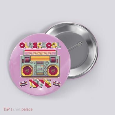50th Birthday Oldschool Boombox 1976 Button