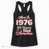50th Birthday Pink Floral Made In 1956 Years Of Being Awesome Women's Tank Top thumb 0