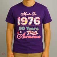 50th Birthday Pink Floral Made In 1956 Years Of Being Awesome T-Shirt thumb 3