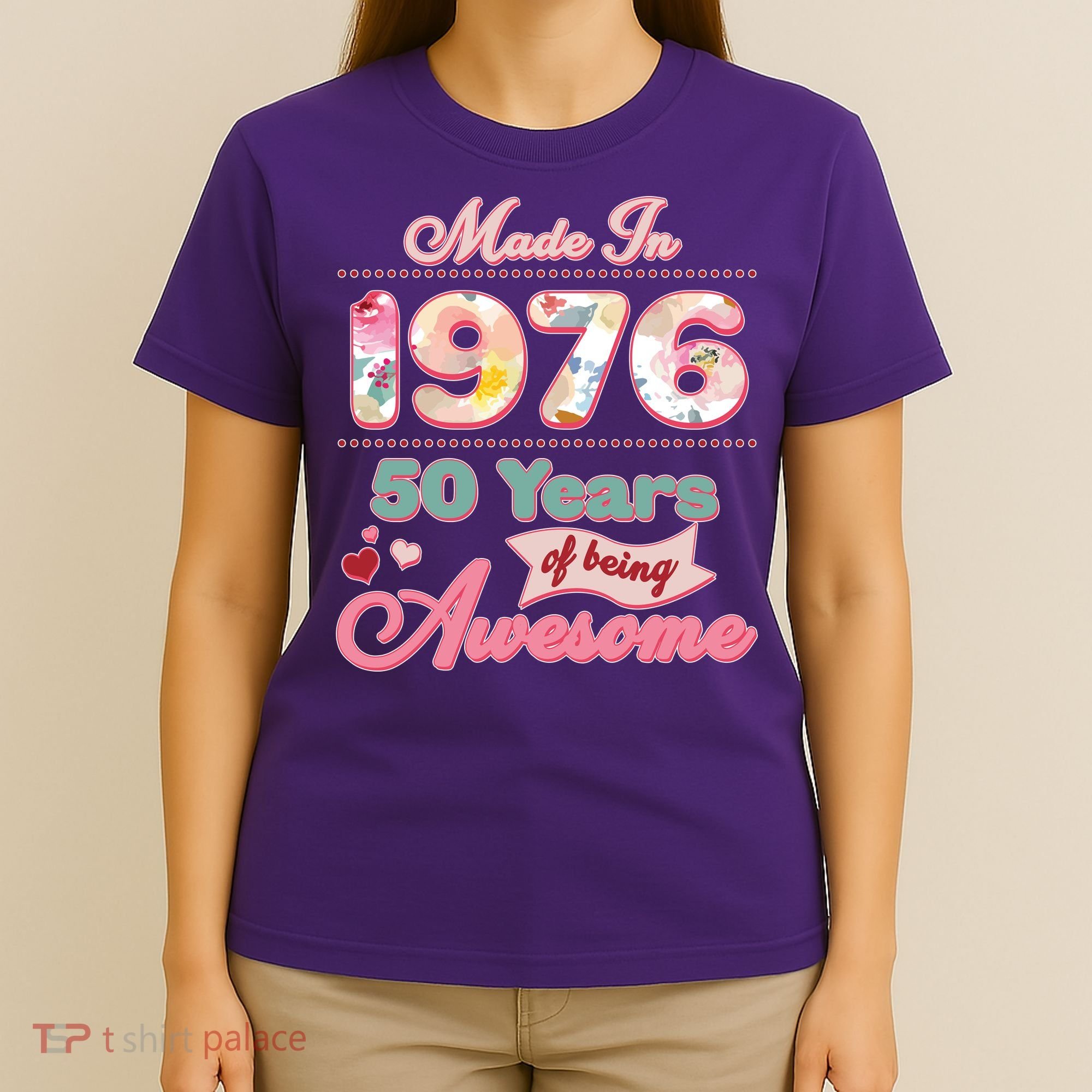 50th Birthday Pink Floral Made In 1956 Years Of Being Awesome T-Shirt
