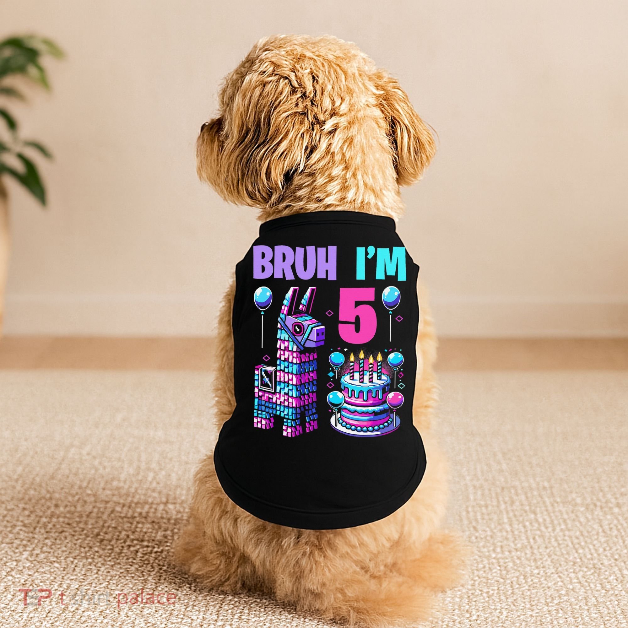 5th Birthday Party Llama Pinata Girl Bruh Im 5 Doggie Tank