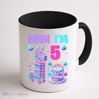 5th Birthday Party Llama Pinata Girl Bruh Im 5 Coffee Mug thumb 1