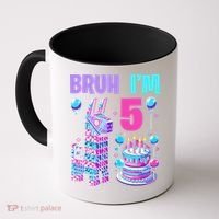5th Birthday Party Llama Pinata Girl Bruh Im 5 Coffee Mug thumb 0