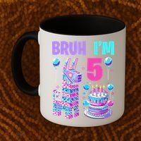 5th Birthday Party Llama Pinata Girl Bruh Im 5 Coffee Mug thumb 2