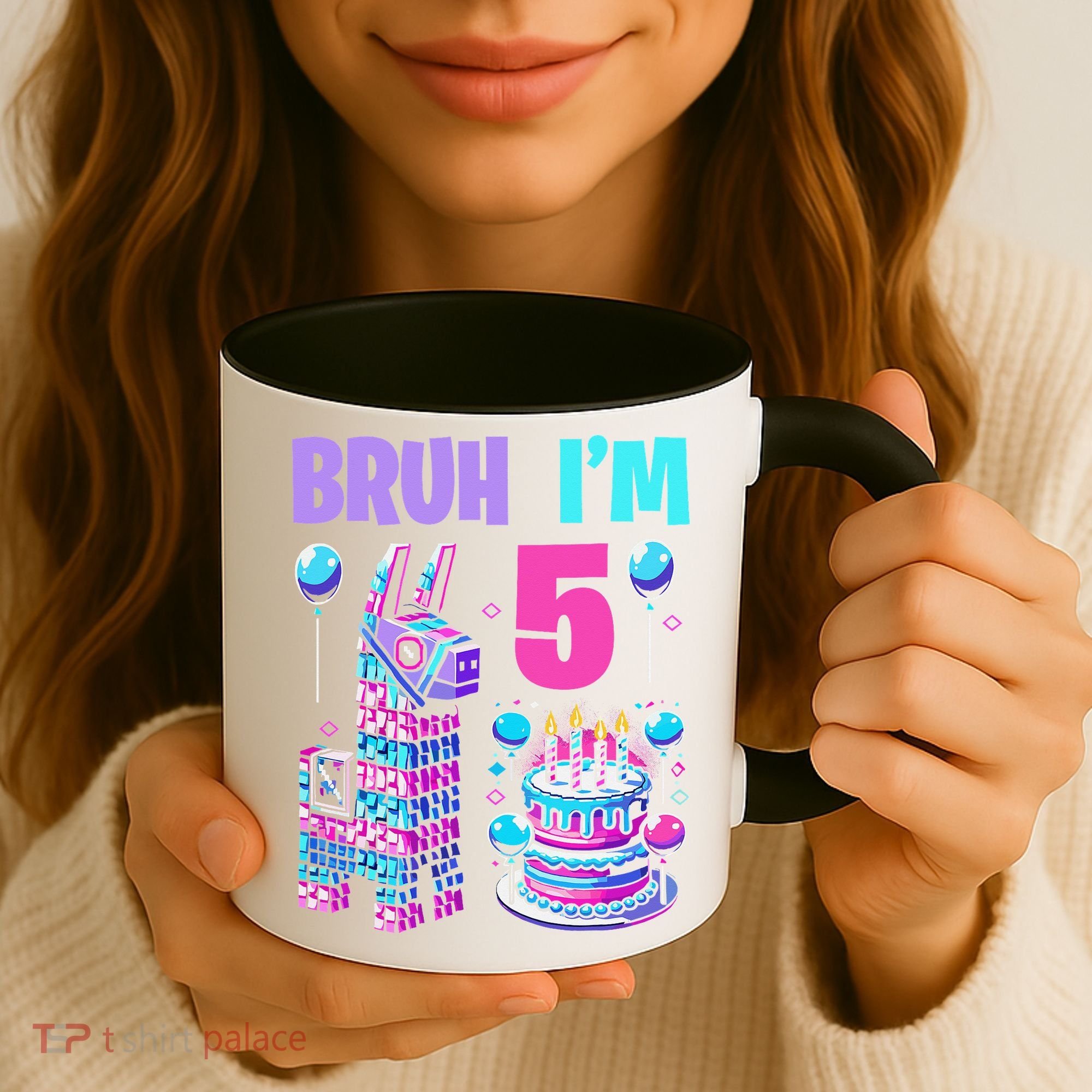 5th Birthday Party Llama Pinata Girl Bruh Im 5 Coffee Mug