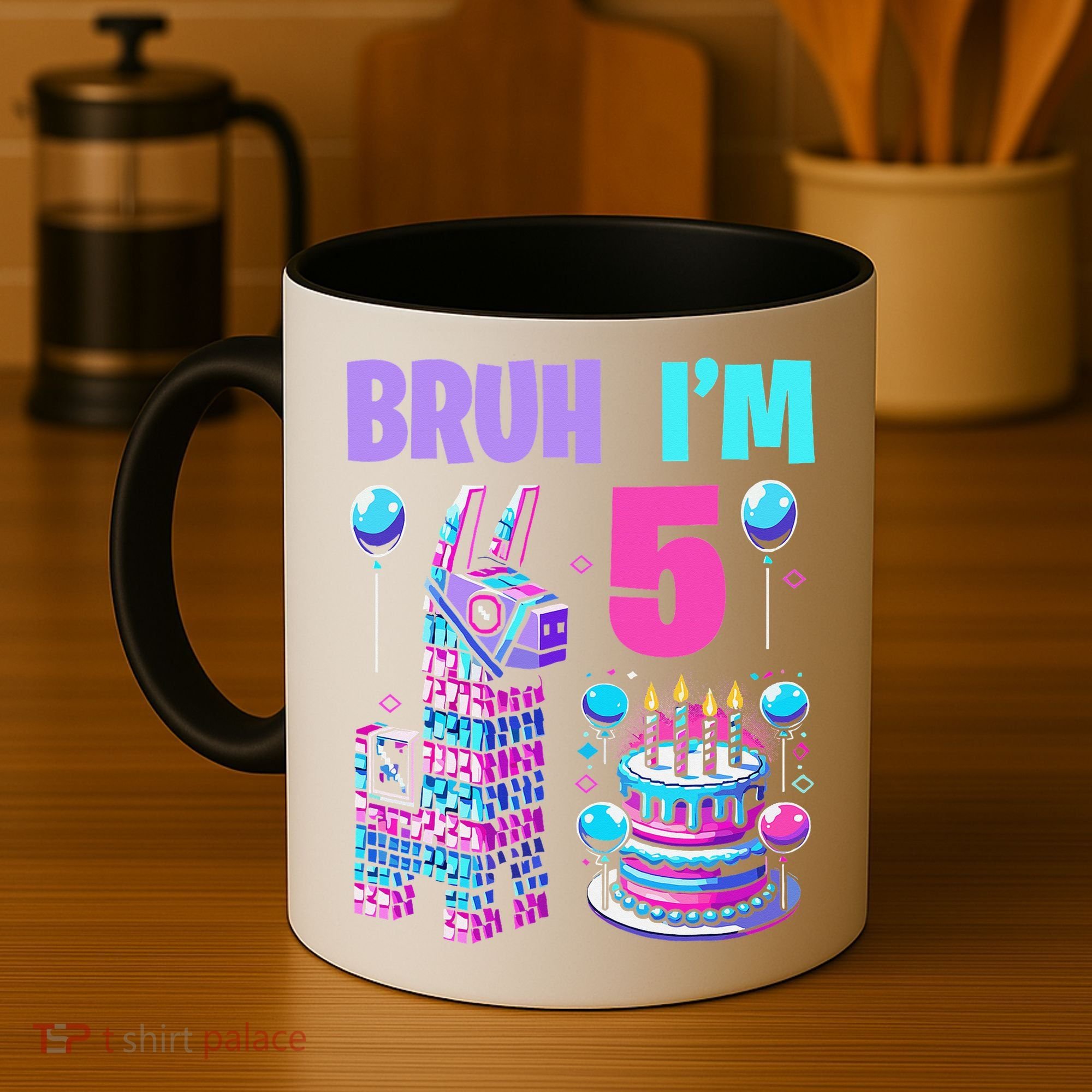 5th Birthday Party Llama Pinata Girl Bruh Im 5 Coffee Mug