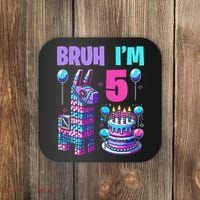 5th Birthday Party Llama Pinata Girl Bruh Im 5 Coaster thumb 0