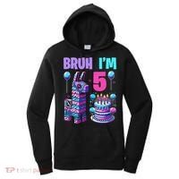 5th Birthday Party Llama Pinata Girl Bruh Im 5 Women's Hoodie thumb 0