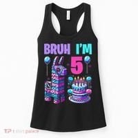 5th Birthday Party Llama Pinata Girl Bruh Im 5 Women's Tank Top thumb 0