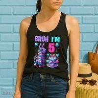 5th Birthday Party Llama Pinata Girl Bruh Im 5 Women's Tank Top thumb 2