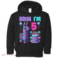 5th Birthday Party Llama Pinata Girl Bruh Im 5 Toddler Hoodie thumb 0