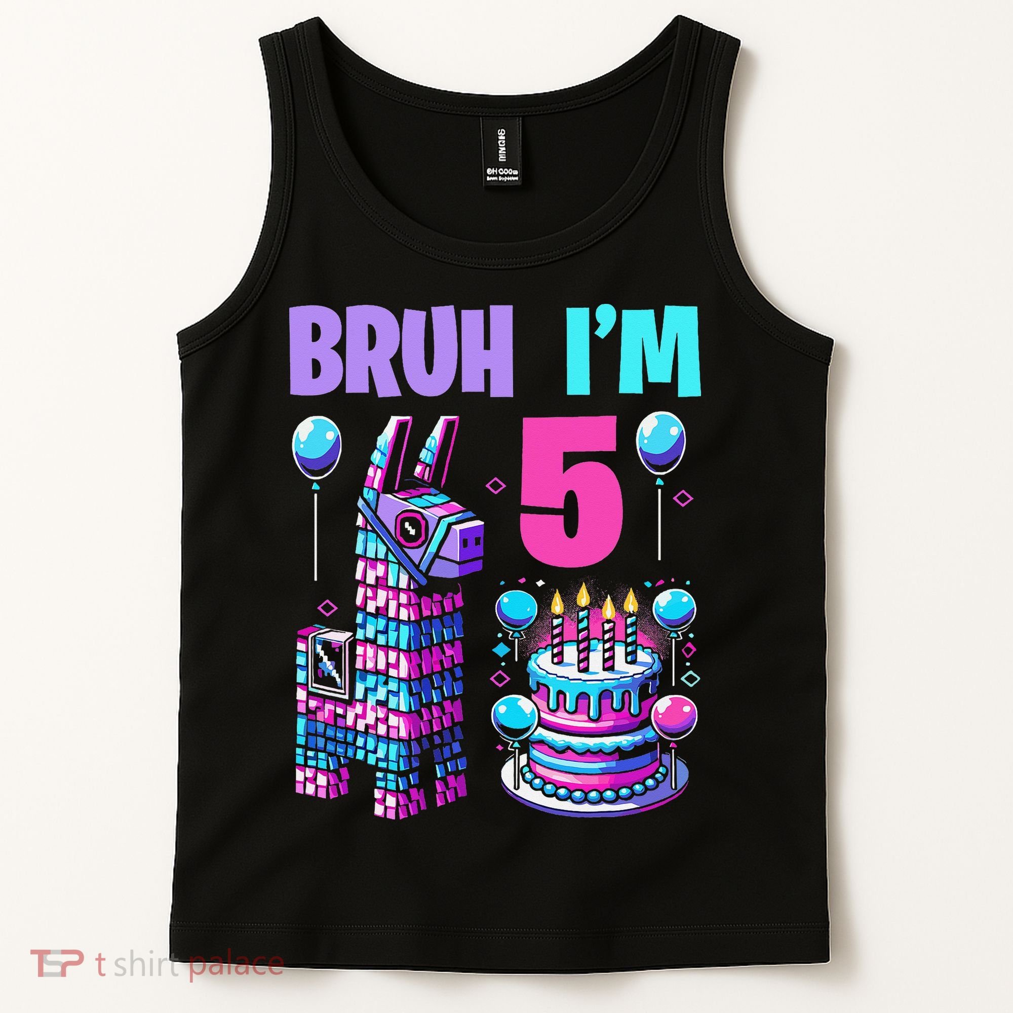 5th Birthday Party Llama Pinata Girl Bruh Im 5 Tank Top